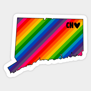 USA States: Connecticut (rainbow) Sticker